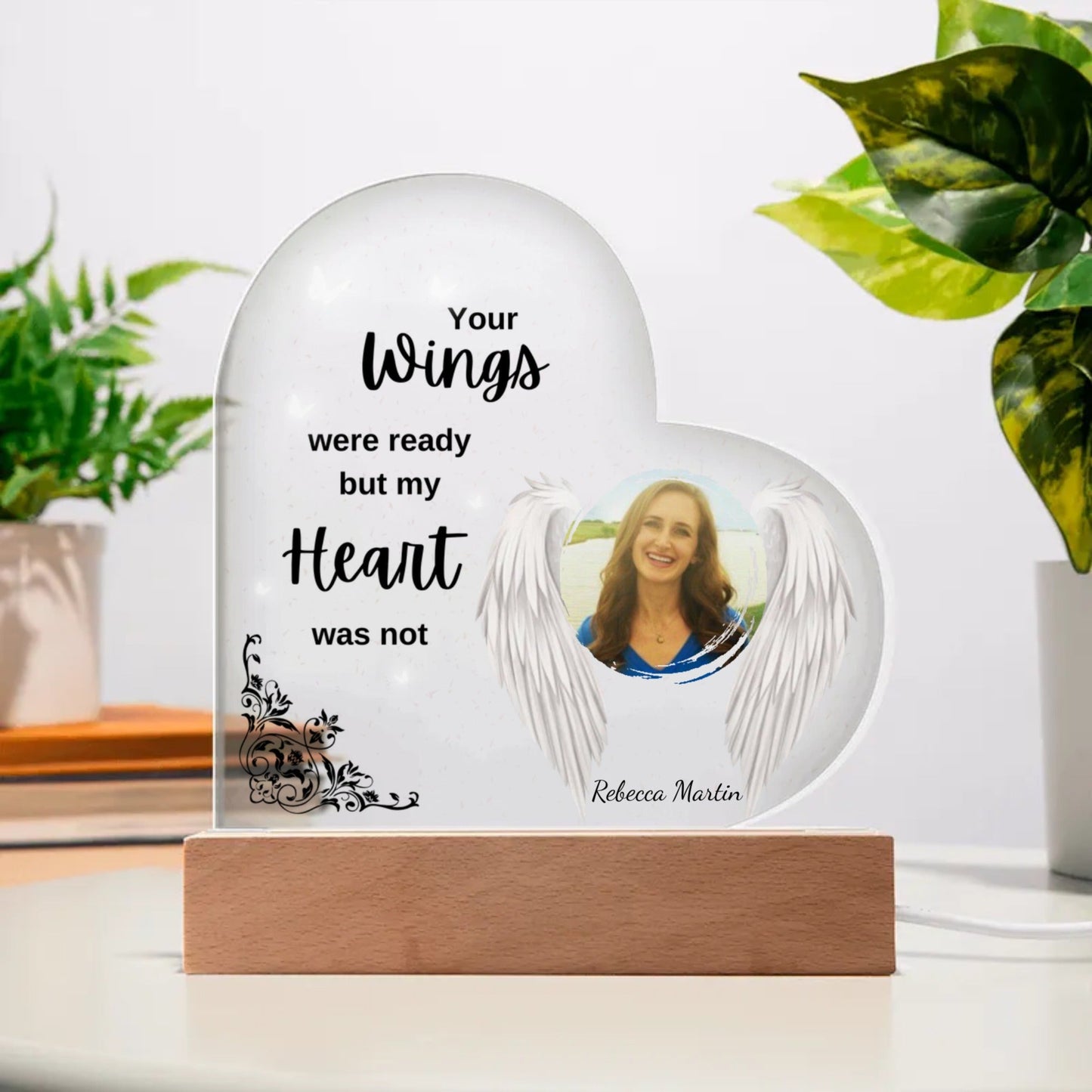 Personalized Memorial Wings Plaque | Night Light | Bereavement