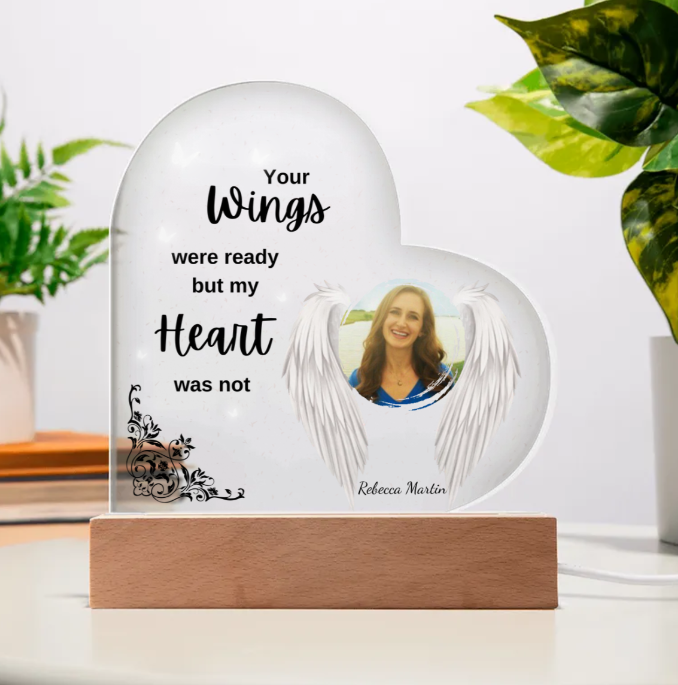 Personalized Memorial Wings Plaque | Night Light | Bereavement