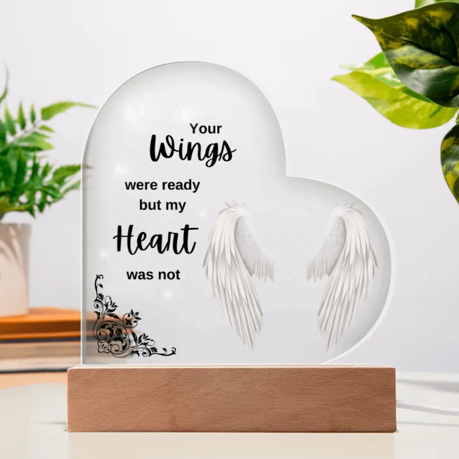 Personalized Memorial Wings Plaque | Night Light | Bereavement