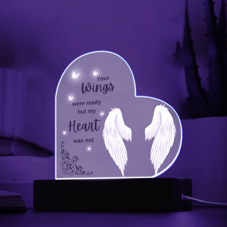 Personalized Memorial Wings Plaque | Night Light | Bereavement