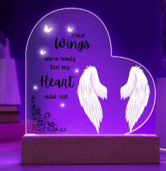 Personalized Memorial Wings Plaque | Night Light | Bereavement