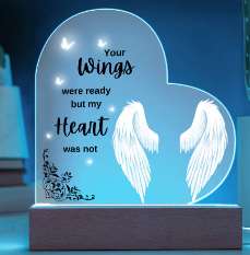 Personalized Memorial Wings Plaque | Night Light | Bereavement
