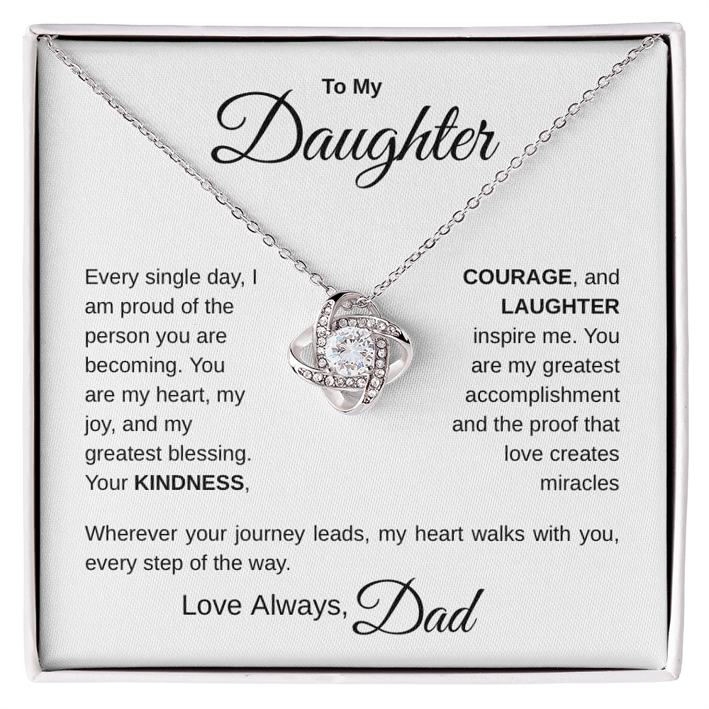 To My Daughter – My Daily Pride | Father to Daughter Love Knot Necklace with Message Card – Meaningful Jewelry Gift