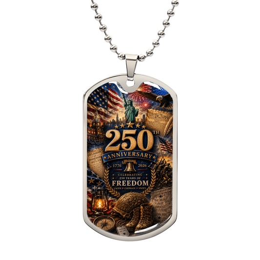 United States of America 250th Anniversary Commemorative Dog Tag Necklace