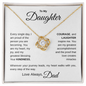 To My Daughter – My Daily Pride | Father to Daughter Love Knot Necklace with Message Card – Meaningful Jewelry Gift