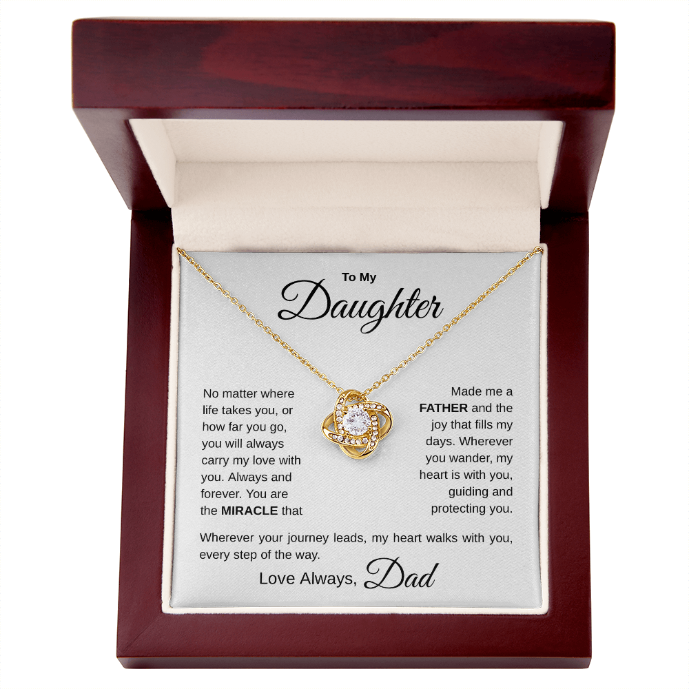 To My Daughter – Always & Forever | Father to Daughter Love Knot Necklace with Message Card – Meaningful Birthday & Everyday Gift