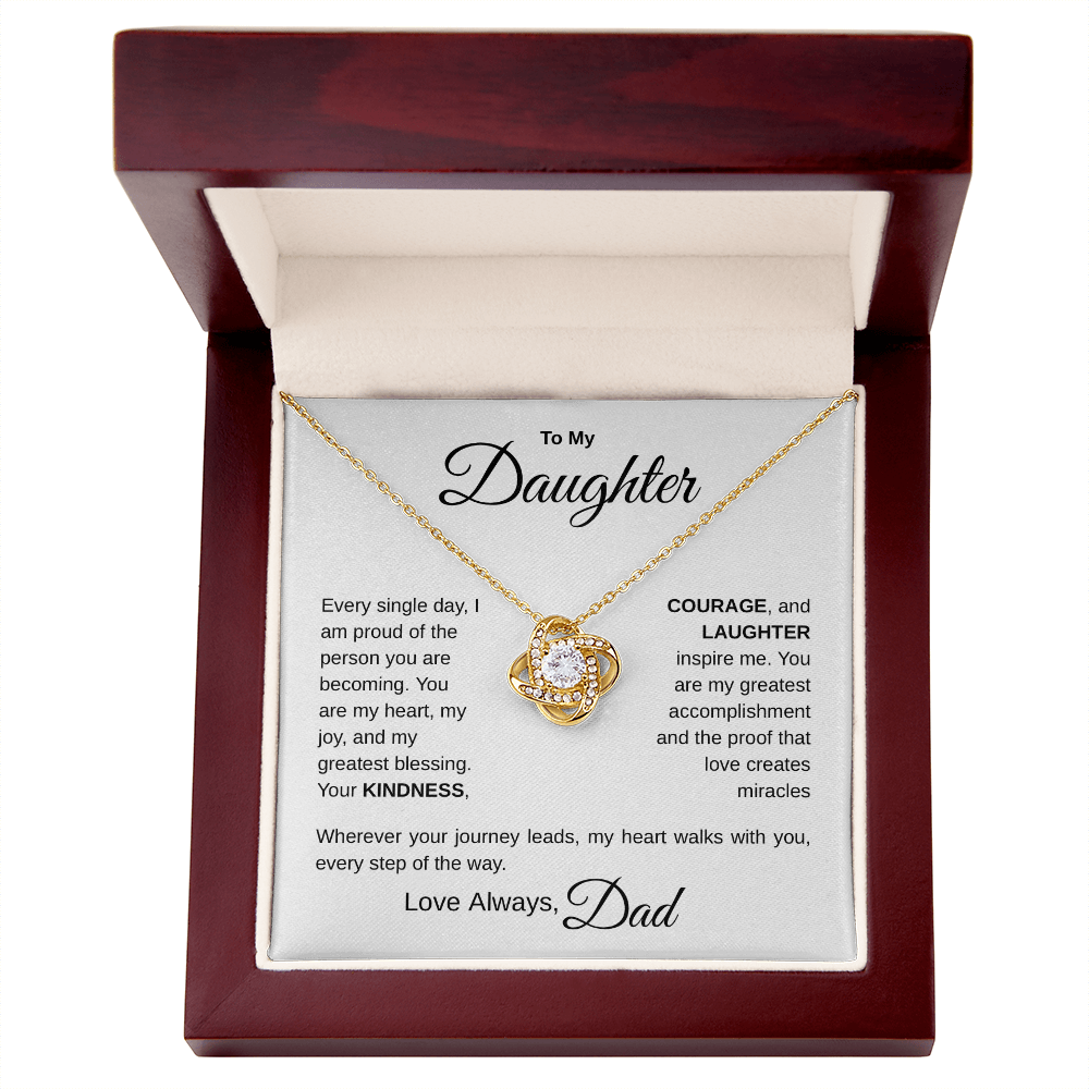 To My Daughter – My Daily Pride | Father to Daughter Love Knot Necklace with Message Card – Meaningful Jewelry Gift